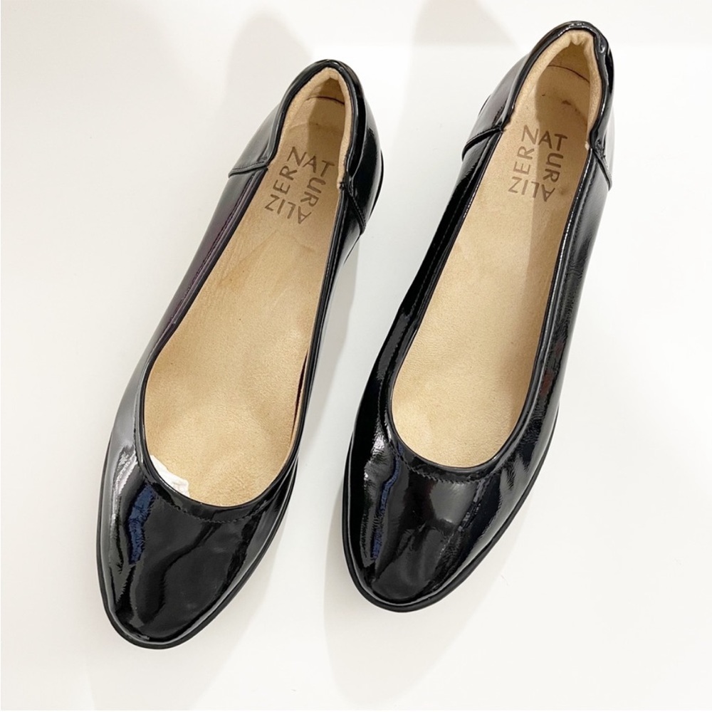 NATURALIZER Sam patent leather black comfort orthopedic work career flats shoes